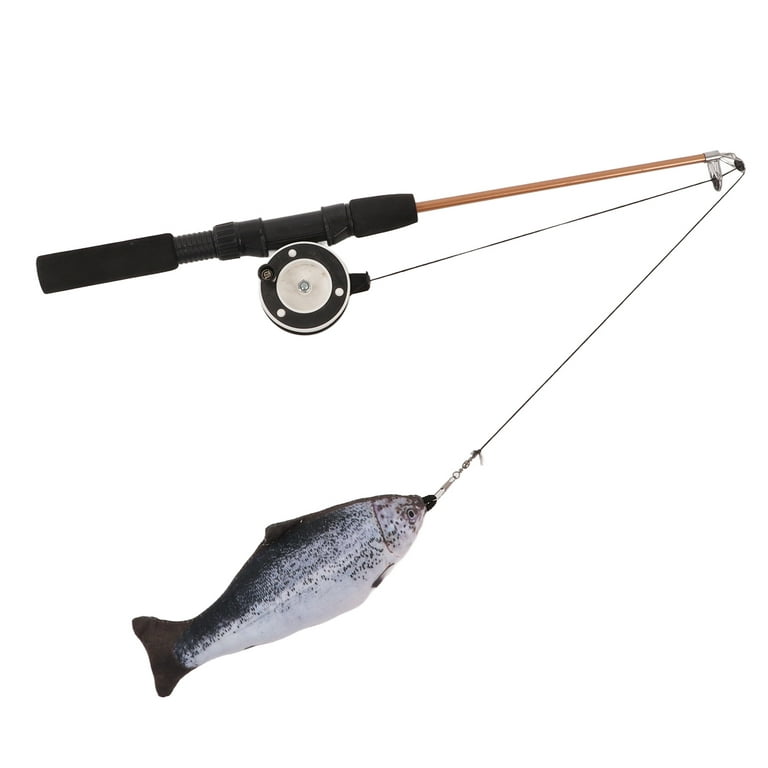 Retractable Cat Teaser Wand Toy Interactive Fishing Rod With Simulation Fish  For Catscarp + Fishing Rod