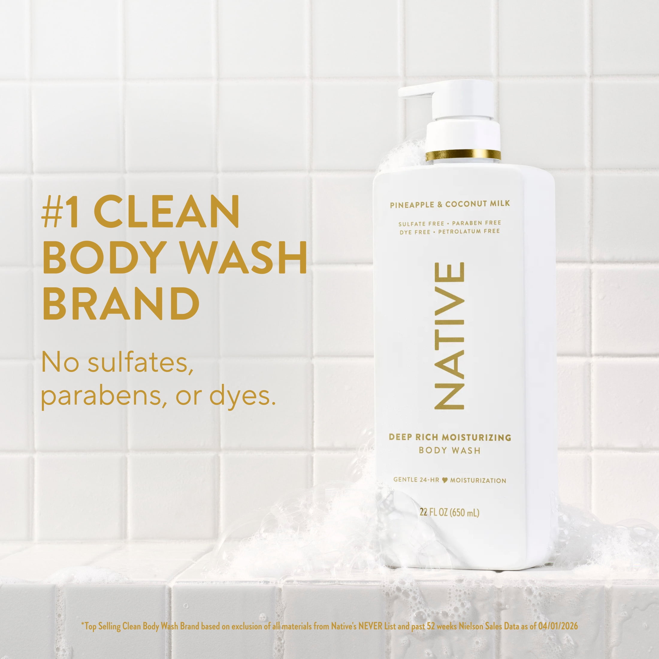 Native Moisturizing Body Wash, Pineapple & Coconut Milk, 22 fl oz