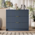 thumbnail image 3 of FURNIWAY 3 Drawer Fluted Dresser, 32 Inch Wide Nightstand with Large Drawer, 3 Drawer End Table for Bedroom, Living Rooms, Offices and Entryways,Blue, 3 of 8