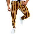 thumbnail image 2 of Pxiakgy jeans for men Sports Casual Pants Long Waist Trousers Pocket Bodybuilding Striped Men Flexible Men's pants Men Casual Pants Yellow + M, 2 of 9
