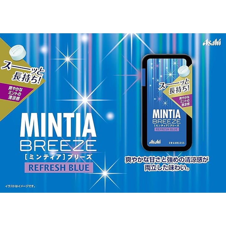 Asahi Mintia Breeze Refresh Blue Sugarless Mints 4 Pack 30 Tablets