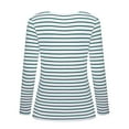 thumbnail image 4 of kaprioy Womens 3/4 Length Sleeve Tops Striped Boatneck Shirt Breton French Cotton Tees Green, XL, 4 of 4