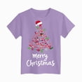 thumbnail image 4 of sdbrld Girls Christmas Shirts for Kids Cute Graphic Short Sleeve Holiday Tee Tops Purple Sizes 7-8 Years, 4 of 6