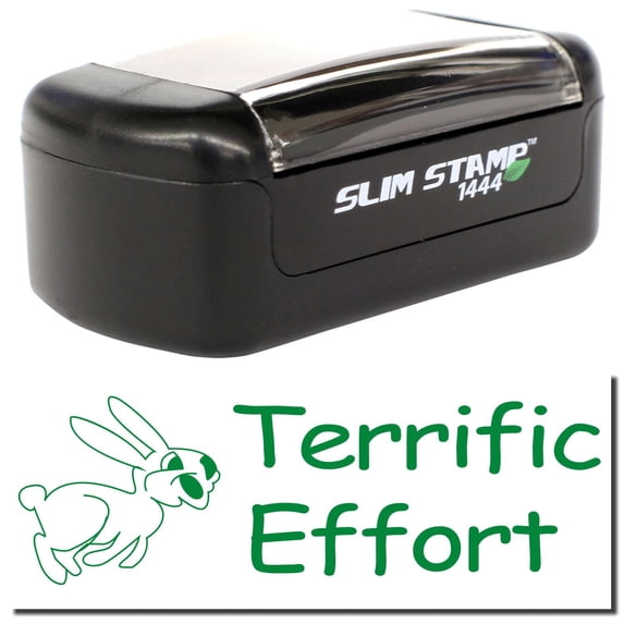 Slim Pre-Inked Terrific Effort Stamp, Slim 1444, Ultra Slim Design, Impression Size 1/2" by 1-3/4", Up to 25,000 Impressions - Green Ink