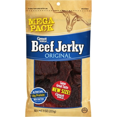 Great Value Beef Jerky, Protein Snack, Original, 9oz - Walmart.com
