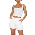 thumbnail image 1 of Txlixc Traje de yoga para mujeres de 2 piezas, blusa de camuflaje recortada con tirantes de pasta y traje de pantalones cortos de piernas anchas Txlixc  moda, 1 of 8