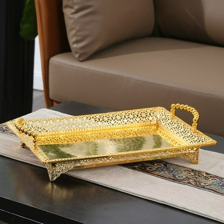 

UMMH Rectangular Gold/silver Metal Fruit Plate Living Room Table Creative Fashion Household Snack Tray Modern Simple Candy Plate