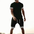 thumbnail image 3 of Short Sets for Men Short Sleeve Crewneck T Shirt and Bermuda Shorts 2 Piece Matching Set Mens Summer Outfits, 3 of 6