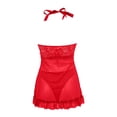 thumbnail image 4 of Ruiwill Lingerie Set For Women Halter Nightgown With Panties Set Lace Bowknot Women Lingeries Red, 4 of 5