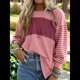 thumbnail image 5 of Blusas de Larga de Gran Tamaño, Moda 2025, Cuello Redondo, Informal, con Bloques de Color, para Mujer. Rosa M, 5 of 7