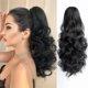 thumbnail image 1 of StrRid Extensión de cola de caballo con garra negra natural, ondulada, 16.0 in, extensiones sintéticas rizadas con clip falso, peluca de pelo esponjoso, no se anuda fácilmente, clips en coletas para m, 1 of 5