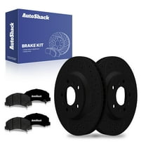 AutoShack 12.72" (323.2 mm) Front Vented Drilled & Slotted Brake Rotors E-Coated Premium Ceramic Brake Pads | Replacement for 2012-2013 Chevrolet Impala | Black Finish | 6-PC Brake Kit | NightGuard