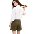 thumbnail image 4 of Women's Pleated Cotton Linen Shorts, High Rise Casual Summer Shorts with Rear Pockets, Soft Breathable Tailored Bottoms, 4 of 7