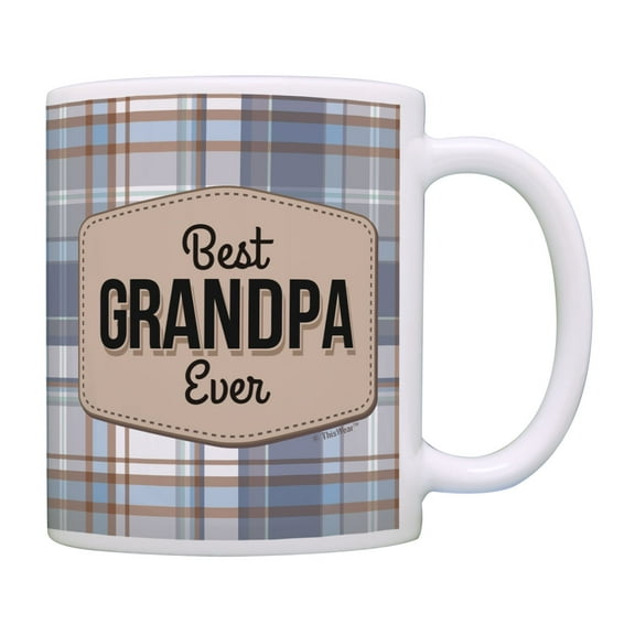 ThisWear Best Grandpa Gifts Best Grandpa Ever Cup Plaid Grandpa Fathers Day Mug Coffee Mug Blue Plaid
