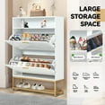 thumbnail image 6 of HOMREST Shoe Cabinet with 2 Flip Drawers,Freestanding Shoe Cabinet Organizer with Open Storage,Shoe Storage Cabinet for Entryway,Narrow Shoe Rack Cabinet with Metal Base, White, 6 of 6