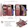thumbnail image 5 of for iPhone X/XS Case, Wallet Case with Card Holder Kickstand Magnetic Zipper Pocket Lanyard Strap Wristlet,Leather Flip Case Wallet for iPhone X/XS, Red, 5 of 10