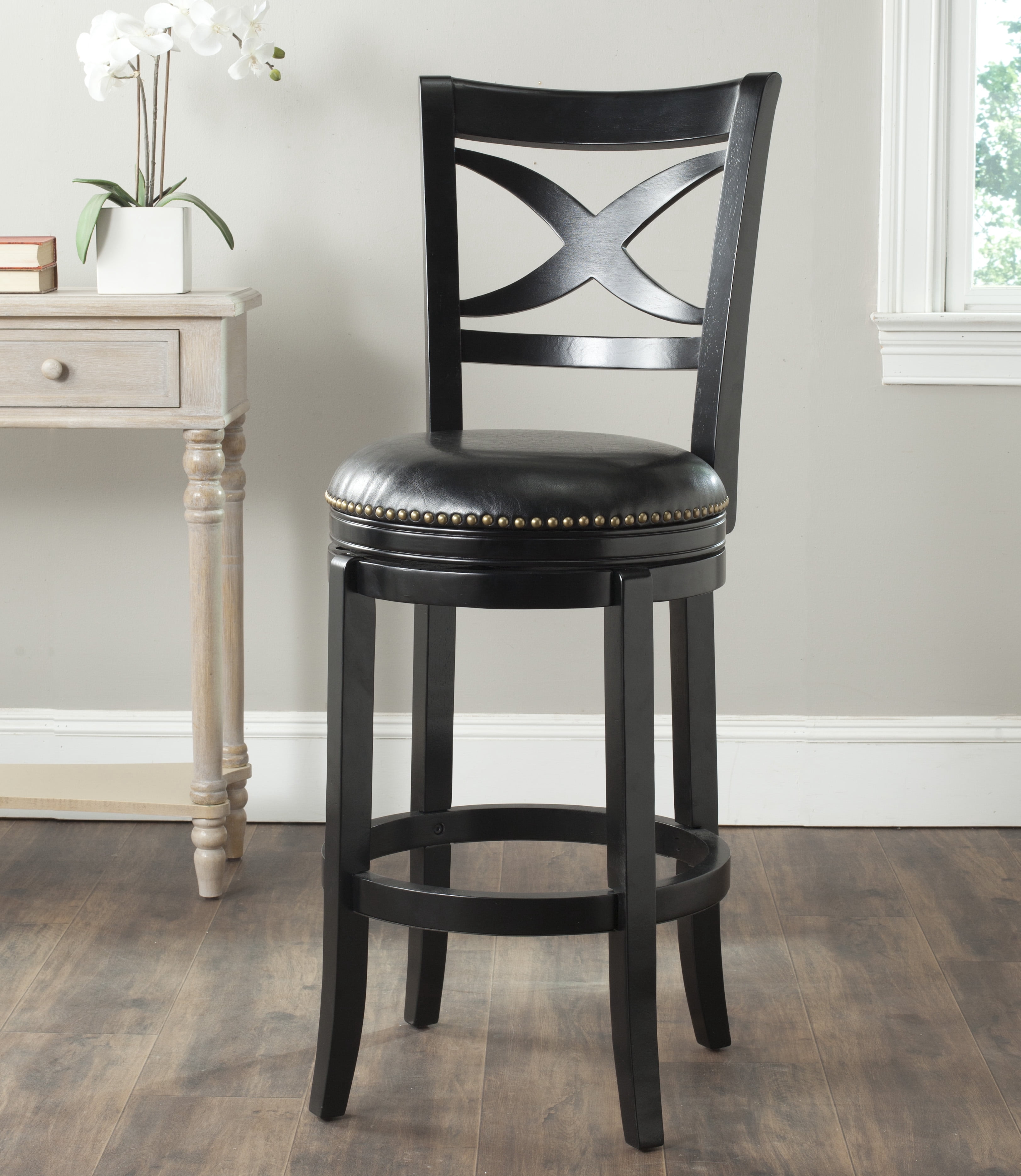 Safavieh Santino Traditional Rustic Swivel Bar Stool with Footrest