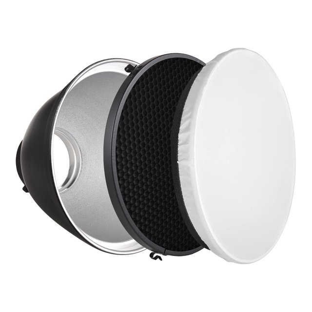 Graflsoa Réflecteur en Alliage d'Aluminium de 9 Pouces avec Grille en Nid d'Abeille à 60° et Diffuseur Blanc Doux, Compatible avec Support Bowens