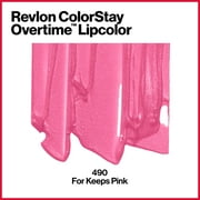 Revlon Liquid Lipstick with Clear Lip Gloss by Revlon, ColorStay Face Makeup, Overtime Lipcolor, Dual Ended with Vitamin E in Pink, 490 For Keeps Pink, 0.07 fl oz