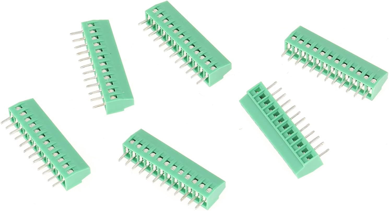 Gamvdout 12 Pin 2.54mm Pitch Green PCB Universal Screw Terminal Block Connector 10pcs Set and Terminal Block with high fire Retardant Performance Easy to Welding fulfill Your Demands
