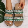 thumbnail image 4 of Modisza Summer Flat Sandals for Women Knitted Strap Comfortable Walking Slides Cork Footbed Beach Vacation Slippers Shoes Green size 7.5, 4 of 7