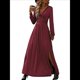 thumbnail image 1 of Vestido Elegante de Otoño 2025 para Mujer, con Escote en V Profundo, Larga y Abertura, para Boda, Noche, Graduación, Fiesta Rojo Vino M, 1 of 9