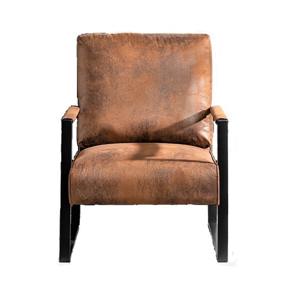 Knubmt Upholstery Club Chair Accent Chair with Metal Frame, Mid Century Modern Fabric Armchair for Living Room, Bedroom, Home, Office, Light Brown