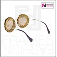 thumbnail image 3 of MIU MIU 01S Overlapping Game Hazelnut Beige Mirror Round Heart Sunglasses Mu01SS, 3 of 6