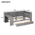 thumbnail image 2 of Kumix Twin Size Platform Bed with Storage Shelves, Drawers, Charging Station, LED, Desk and Upholstered Headboard, Wood Platform Bed for Teens Adults, Grey+ Grey Cushion, 2 of 7