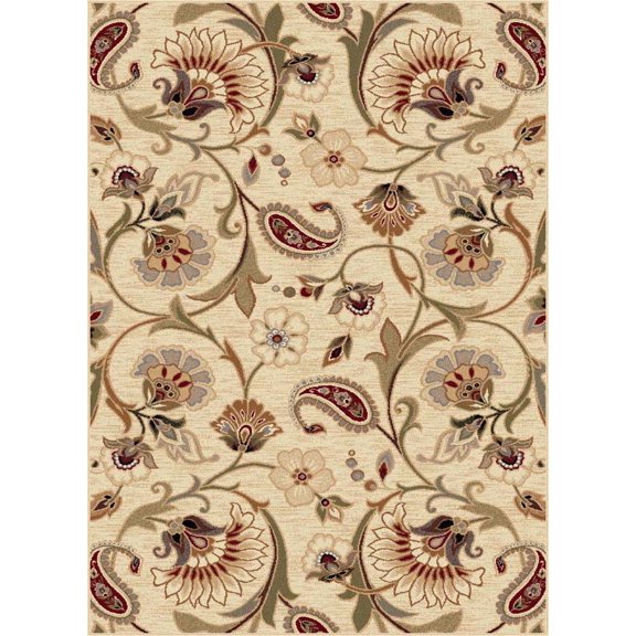 Tayse Impressions Area Rug IMP7772 Transitional Beige Flower Vines 7' 10 x 7' 10" Round