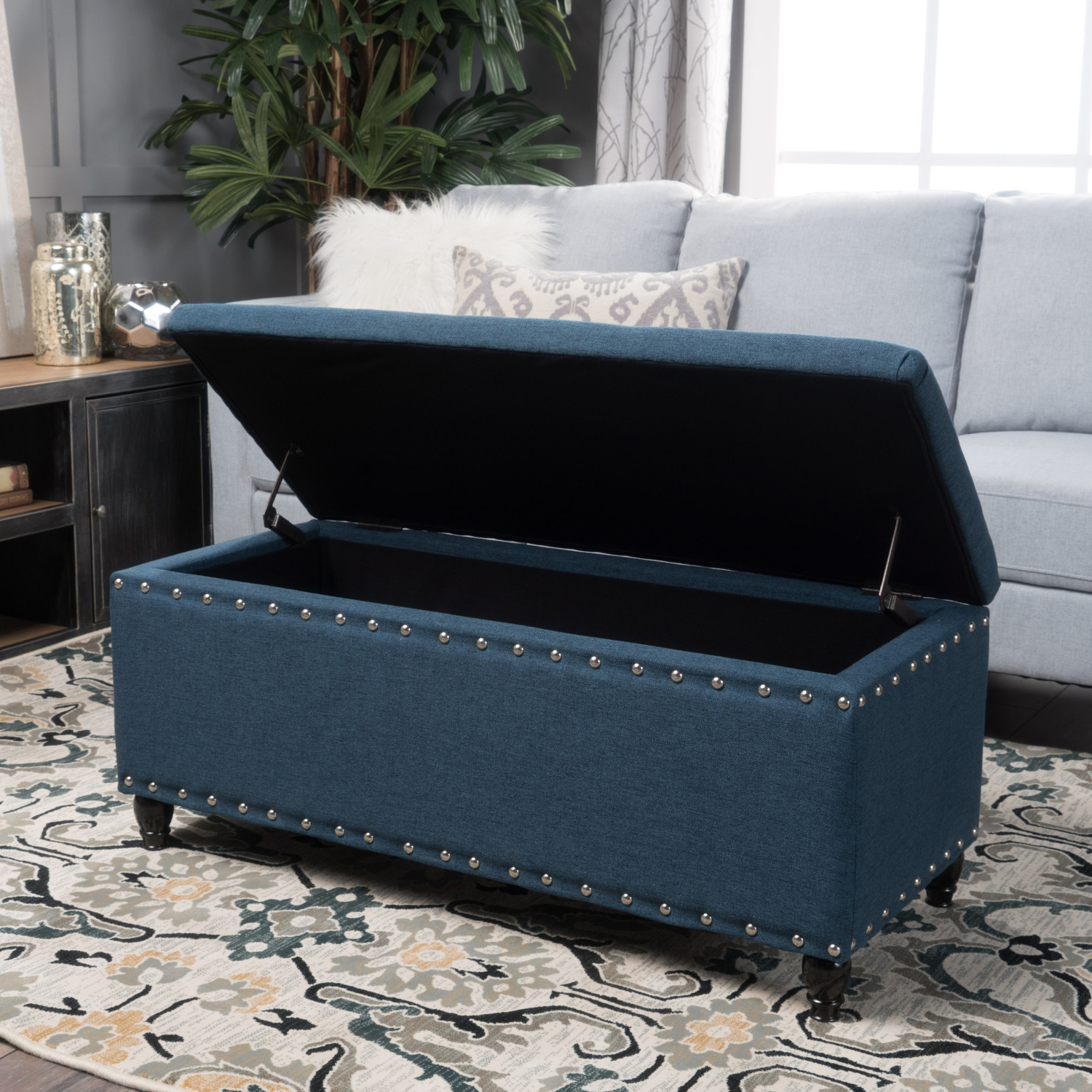 Storage Ottoman Versatile Fabric Ottoman with Hidden Compartment