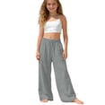 thumbnail image 2 of Kids Girls Wide Leg Loose Pants Casual Pants Soft Elastic Waist Girls Bottoms Trousers 8-9T, 2 of 6
