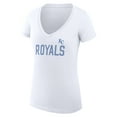 thumbnail image 2 of Women's G-III 4Her by Carl Banks  White Kansas City Royals Dot Print V-Neck Fitted T-Shirt, 2 of 3