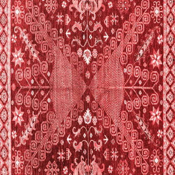 Ahgly Company Machine Washable Indoor Square Abstract Red Modern Area Rugs, 8' Square
