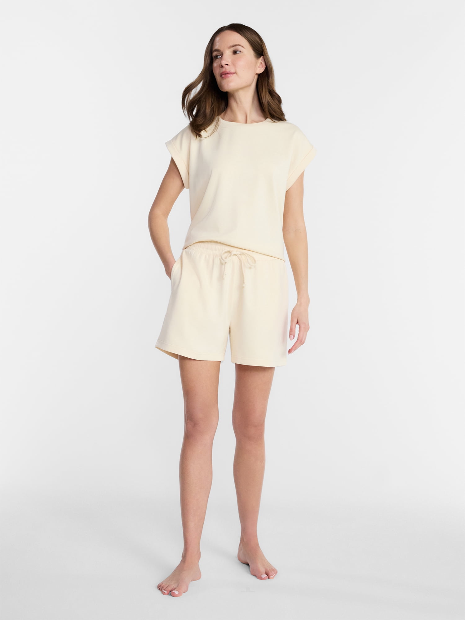 Lissome Women's Scuba Knit Top and Shorts Lounge Set, 2-Piece, Sizes S-4X