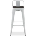 thumbnail image 2 of BELLEZE 30Inch Seat Height Metal Dining Chairs Bar Stools With Wood Seat and Low Backrest, Counter Height Stool, White, 2 of 7