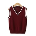 thumbnail image 2 of KYAIGUO 3-14Y Girls Boys V-Neck Sweater Vest 100% Cotton Knitted Pullover Sweater Vest Sleeveless Uniform Knit Vest for Toddler Kids, 2 of 8