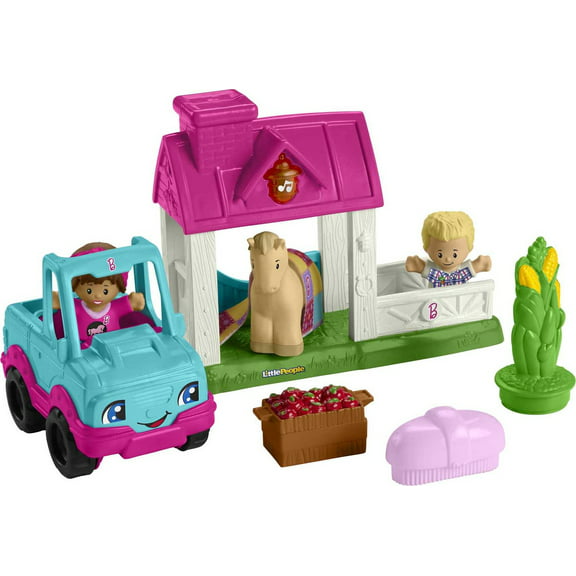 Fisher-Price Little People Barbie Horse Stable Toddler Playset with Light Sounds & 7 Pieces
