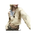 thumbnail image 4 of Blotona Women’s Long Sleeve Zipper Cardigan Fashion Wings Printed Slim Fit Cropped Hooded Sweatshirt, 4 of 9