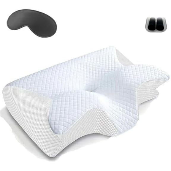 Sleep Pillow, Cervical Pillow, 2 in 1 Ergonomic Orthopedic Contour Support, Memory Foam Neck Support Pillows Cervical Neck Pillows