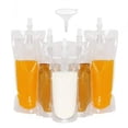 thumbnail image 1 of 50 bolsas de bebidas contenedor de bolsa de batido transparente bolsa de bebida de mano resistente a prueba de fugas y sellable 8.4 oz para botellas de bebidas de jugo congelado un embudo de plástico, 1 of 6
