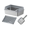 thumbnail image 3 of Caja de arena para gatos Yinane acero inoxidable grande interior gris claro, 3 of 8