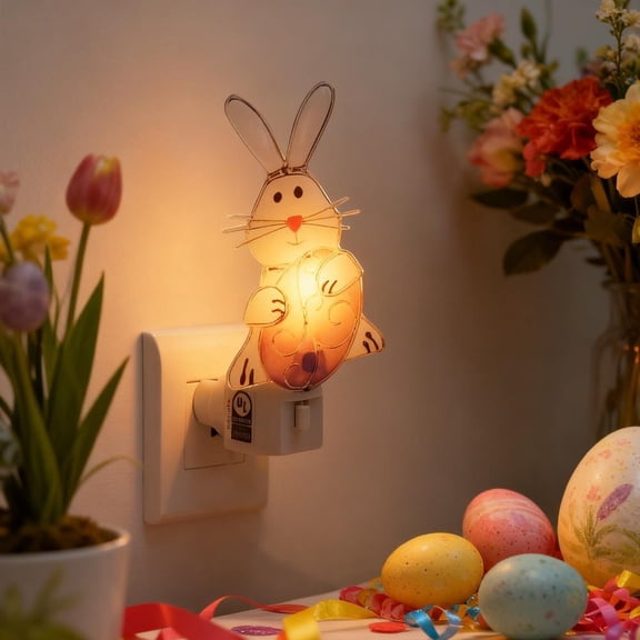 Easter Night Light - Easter Bunny Nightlight Plug Into Wall Holiday Decorations, Spring Home Décor