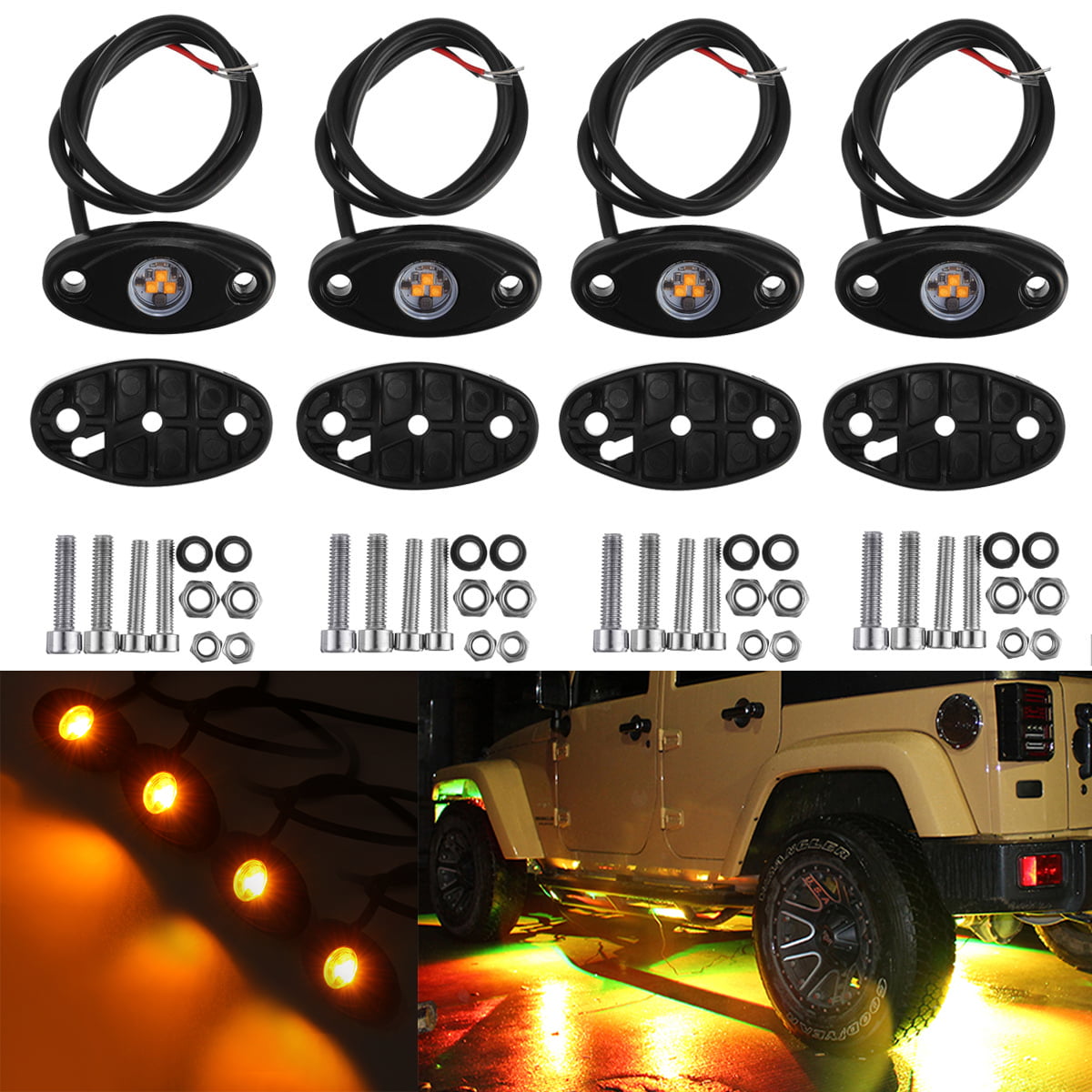 6x 4" CREE Pods Off Road Driving SUV RBP RZR Jeep 50" inch LED Light Bar Combo 