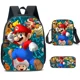 thumbnail image 3 of Nouveau ensemble de trois pièces de sac à dos de dessin animé Marios pour les élèves du primaire et du secondaire, sac à dos à bandoulière, trousse à crayons, 3 of 4