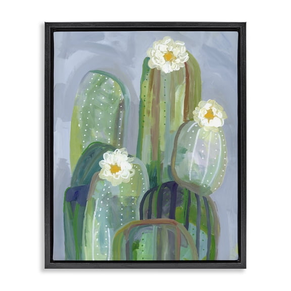 Desert Day Dream Cactus Black Framed Floater Canvas Wall Art, design by Ashley Davis