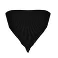thumbnail image 5 of YYDGH Women's Strapless Asymmetrical Hem Ribbed Knit Crop Bandeau Tube Top Black M, 5 of 6