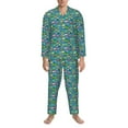 thumbnail image 3 of Honeii Cars Transportation Pattern Mens Pajamas Set,2pcs Men's Lounge Long Sleeve Sleep Shirt and Pajama Bottoms Sleepwear Set,Mens Pjs Sets-X-Large, 3 of 7