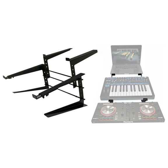 Rockville Rock2d2 Adjustable Dual Shelf Recording Studio Keyboard Laptop Stand