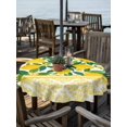 thumbnail image 2 of Outdoor Tablecloth with Umbrella Hole for Patio/Picnic/Party/Camping, Lemon Botanical Waterproof Table Cloth Round Cover Washable, Summer Fruit Leaves Yellow Floral (Dia 60"), 2 of 8